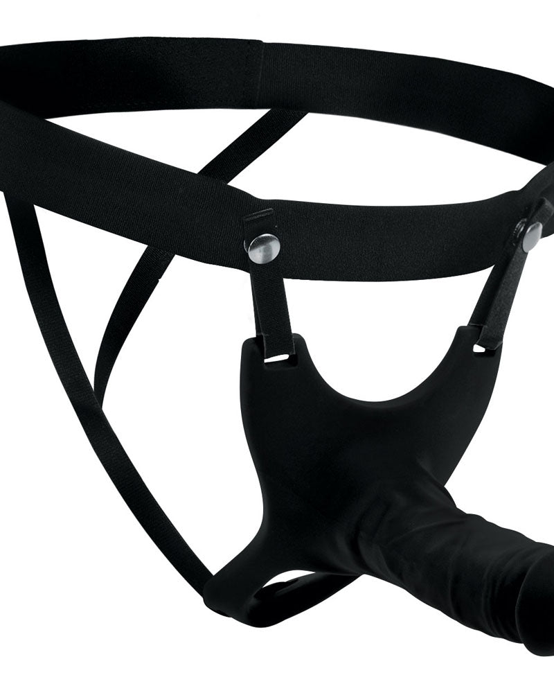 "Hollow Silicone Dildo Strap-on - Black SM-AG365-BLK"