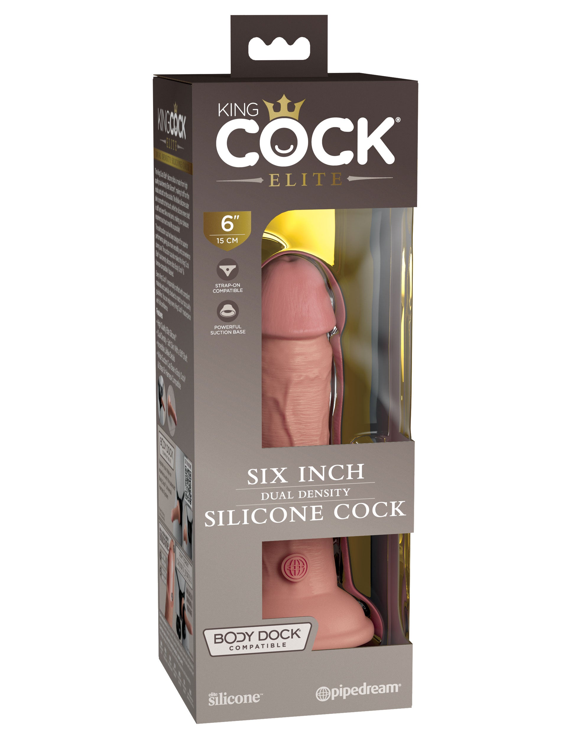 King Cock Elite 6 Inch Silicone Dual Density Cock - Light