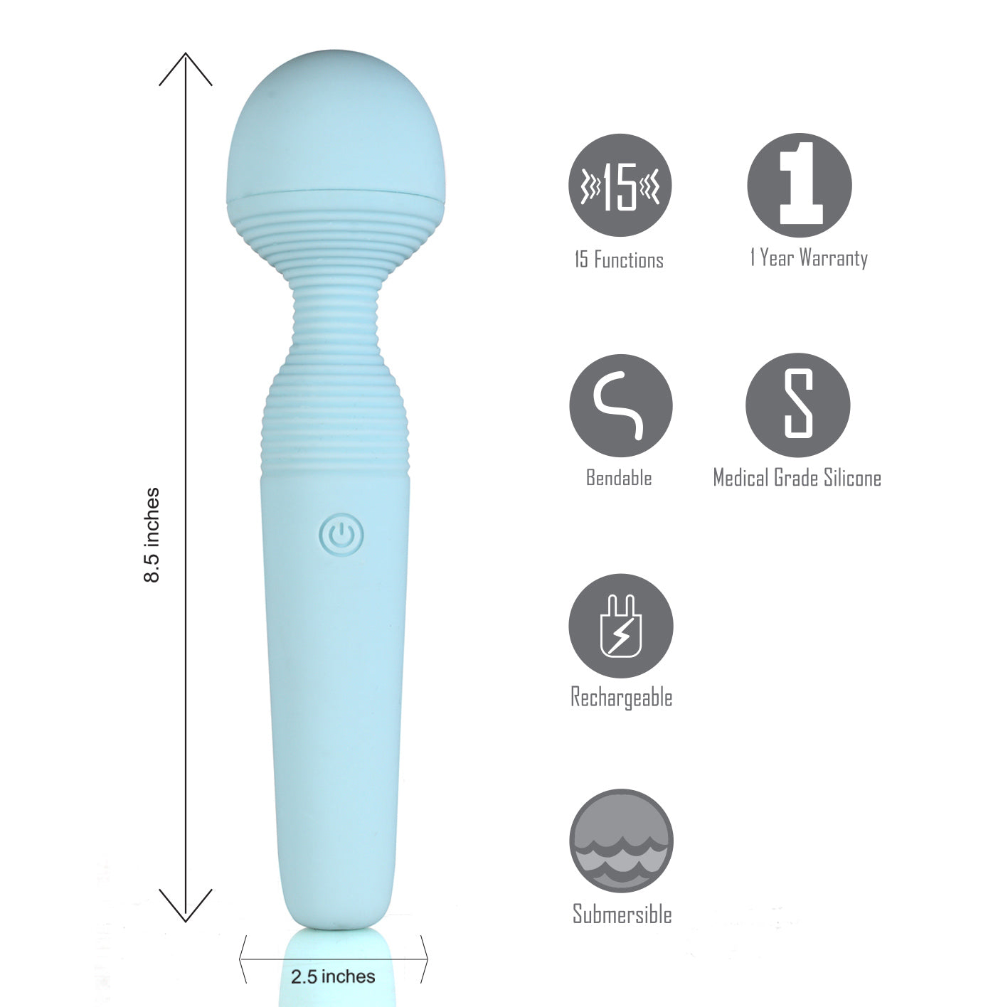 "Grace Bendable Vibrating Pleasure Wand - Blue MTAV305"