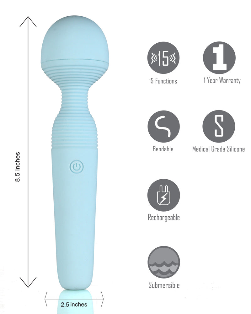 "Grace Bendable Vibrating Pleasure Wand - Blue MTAV305"