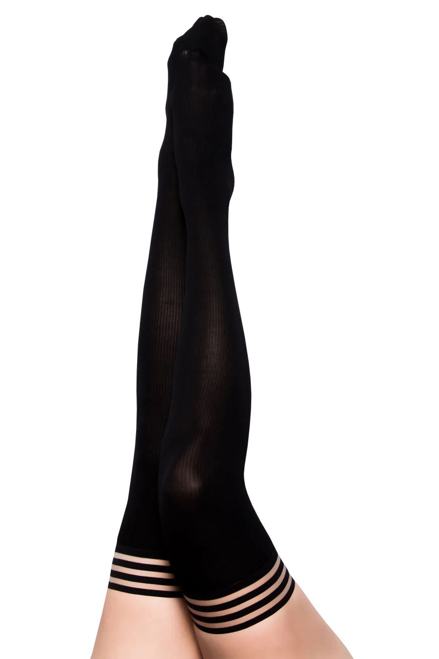 "Dana Lynn - Ribbed Thigh High - Size B - Black KX-1303B-BLK-B"