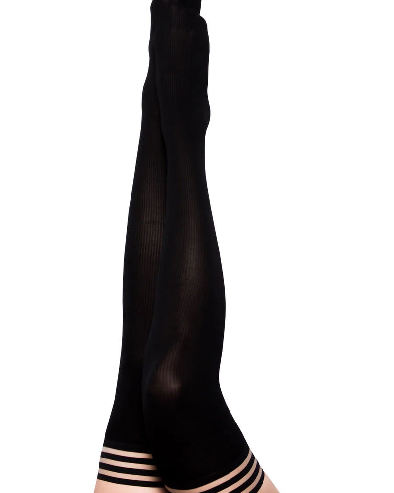 "Dana Lynn - Ribbed Thigh High - Size B - Black KX-1303B-BLK-B"