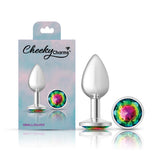 Cheeky Charms-Silver Metal Butt Plug- Round-Rainbow-Small