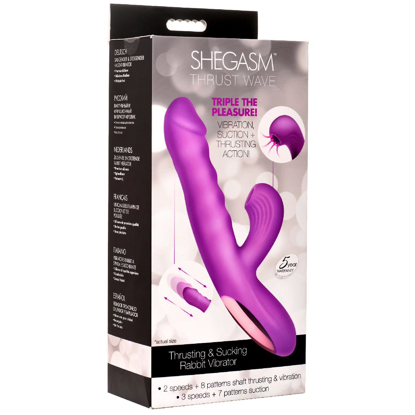 "Thrust Wave Thrusting and Sucking Rabbit Vibrator - Purple INM-AH436"