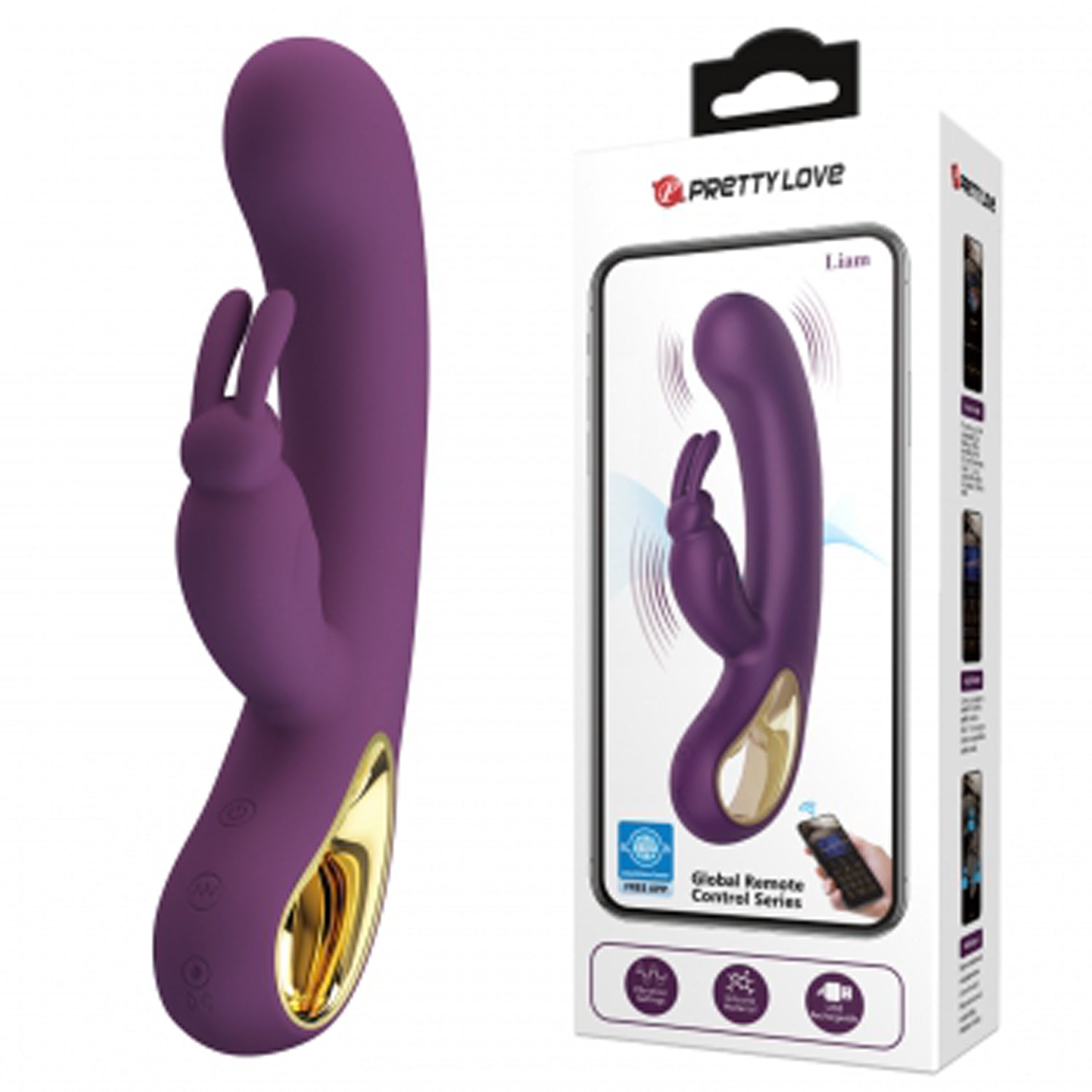 Liam Global App Control Rabbit Vibrator - Purple