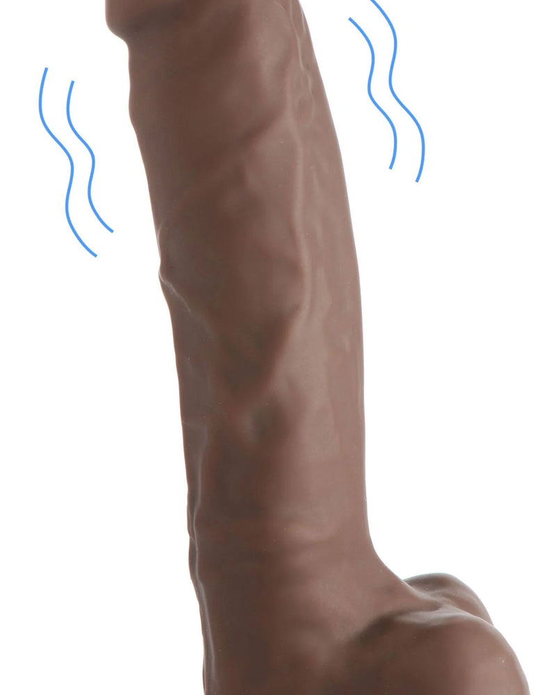 Fleshstixxx 8" Vibrating Silicone Dildo With Balls Brown