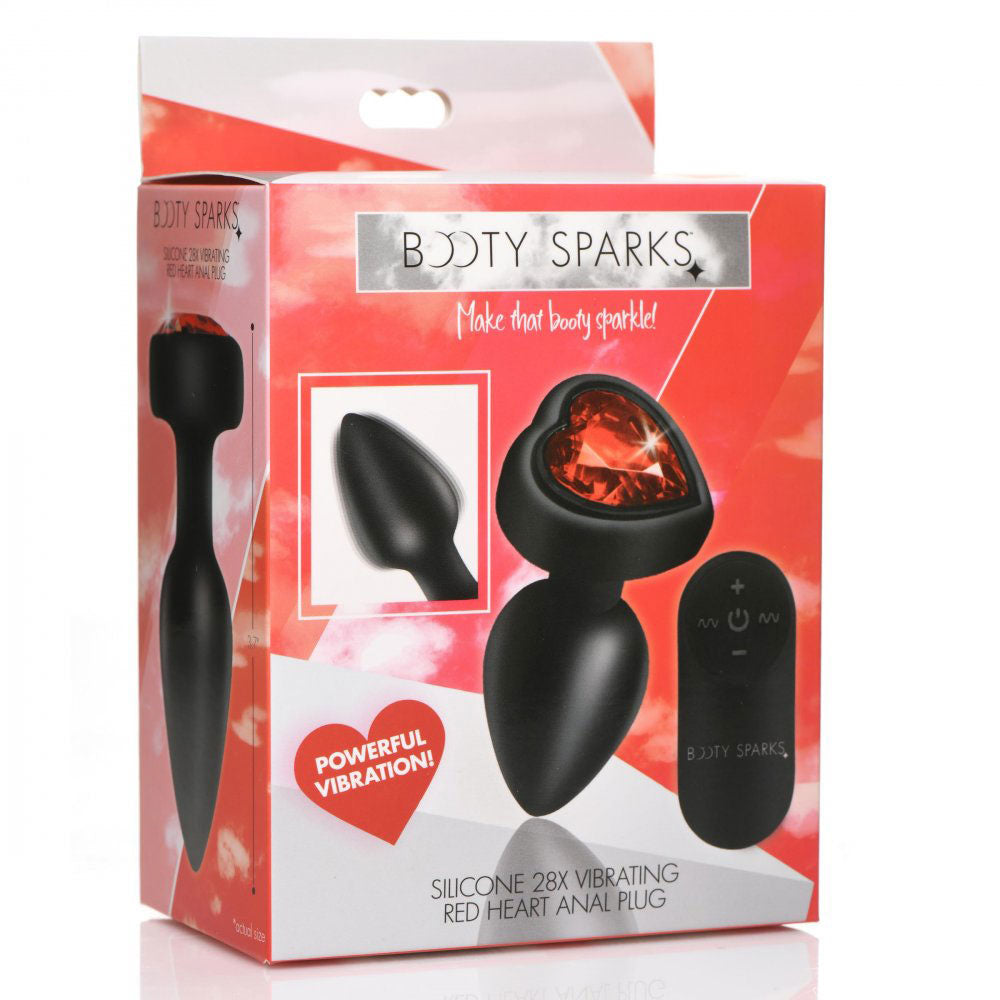 "28x Silicone Vibrating Red Heart Anal Plug With Remote - Small BTYS-AG966-SML"