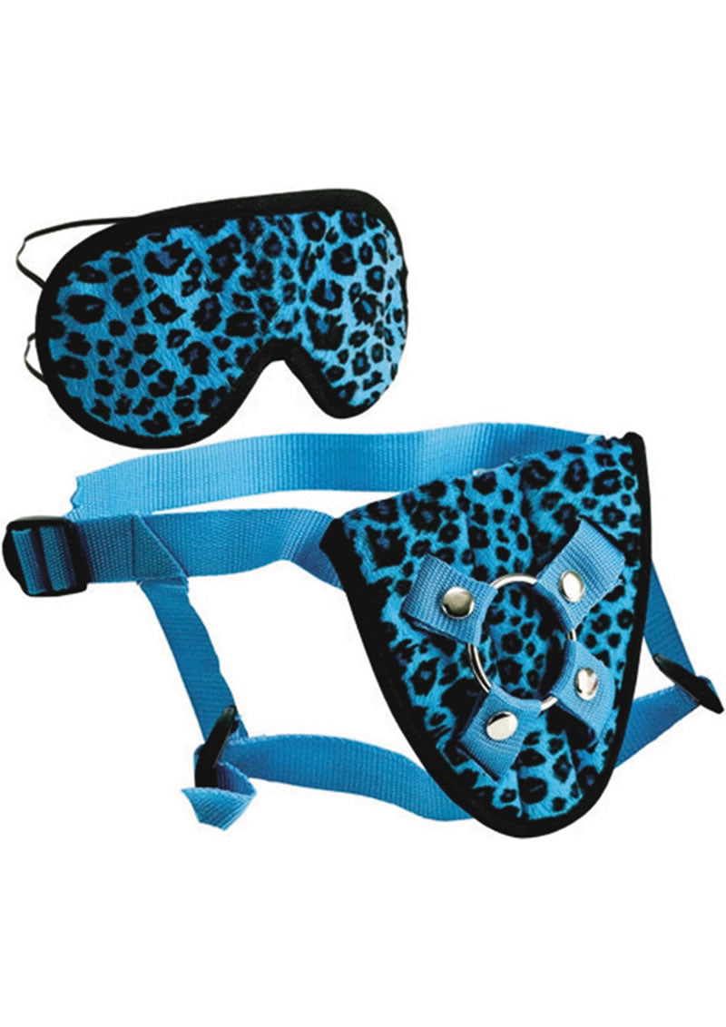 Arnés y máscara Furplay - Leopardo azul