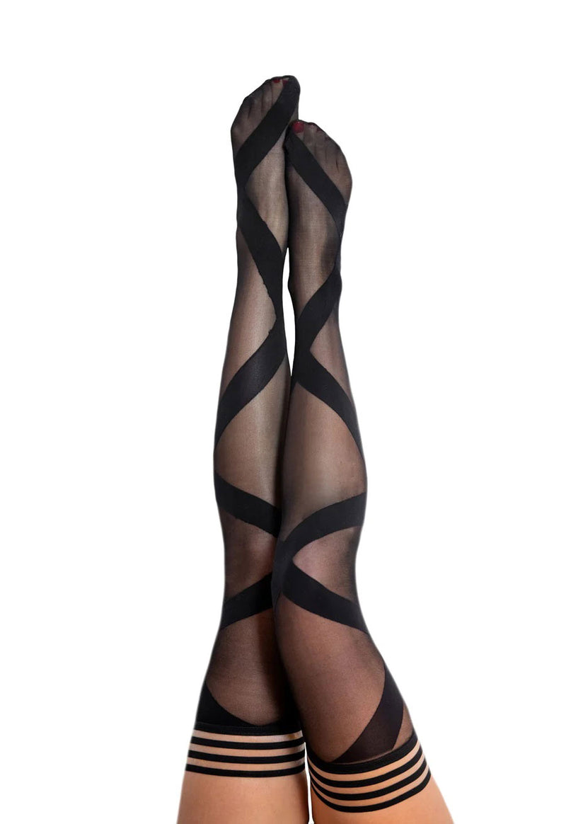 "Jackie - Semi Sheer Thigh High - Size C - Black KX-1349C-BLK-C"