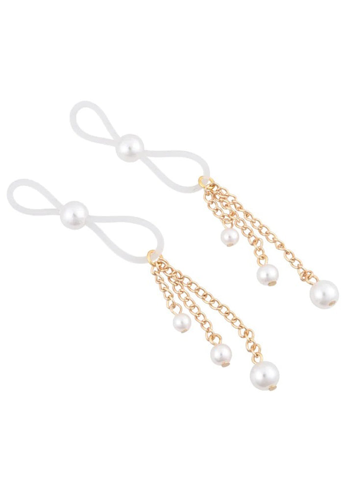 "Pearl Nipple Ties - Gold/white SS09858"