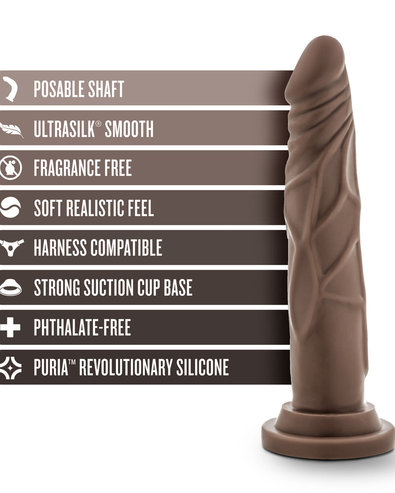 "Dr. Skin Silicone - Dr. Carter - 7 Inch Dong With Suction Cup - Chocolate BL-26526"
