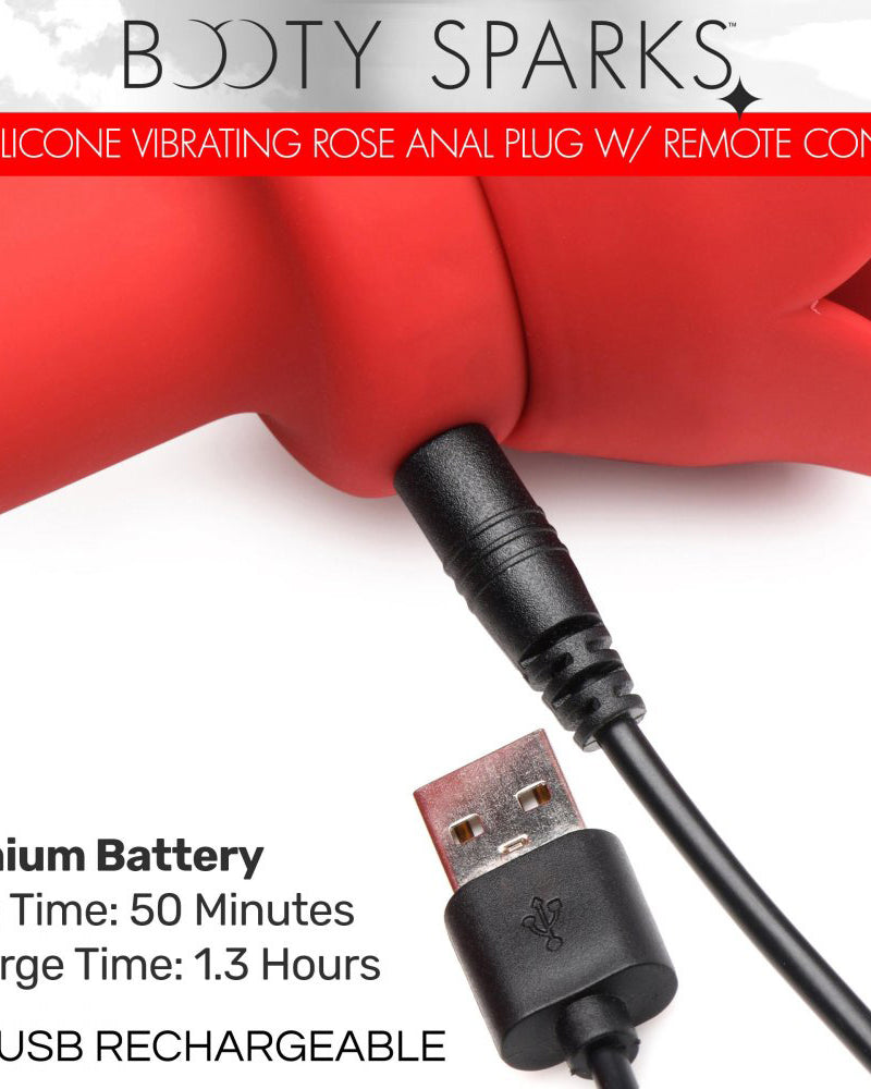 "28x Silicone Vibrating Rose Anal Plug With Remote - Small BTYS-AG988-SML"