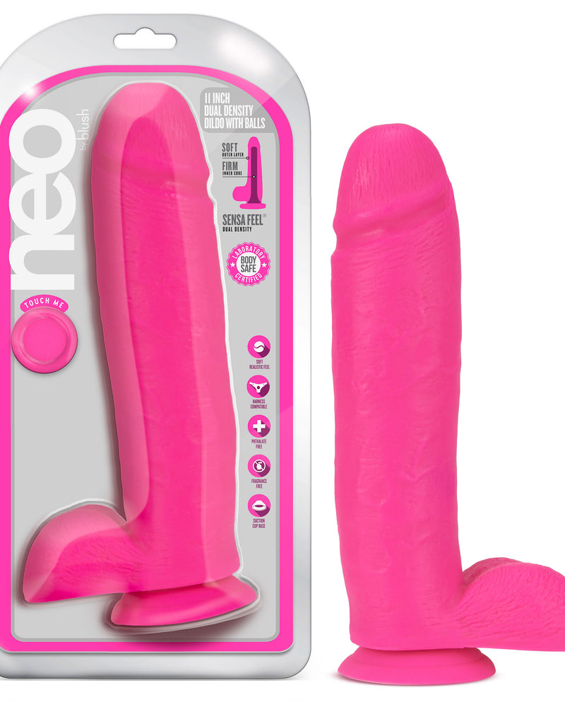 "Neo - 11 Inch Dual Density Dildo - Neon Pink BL-34540"