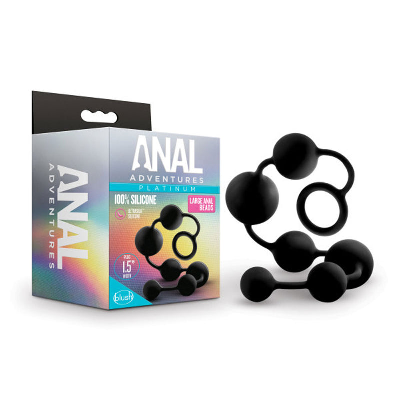 "Anal Adventures - Platinum - Silicone Large Anal Beads - Black BL-11115"