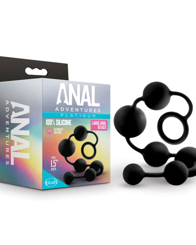 "Anal Adventures - Platinum - Silicone Large Anal Beads - Black BL-11115"