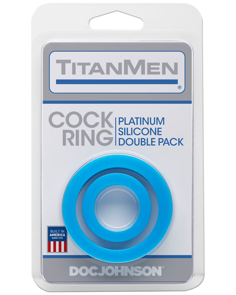 Titanmen Cock Ring Platinum Silicone Double Pack - Blue