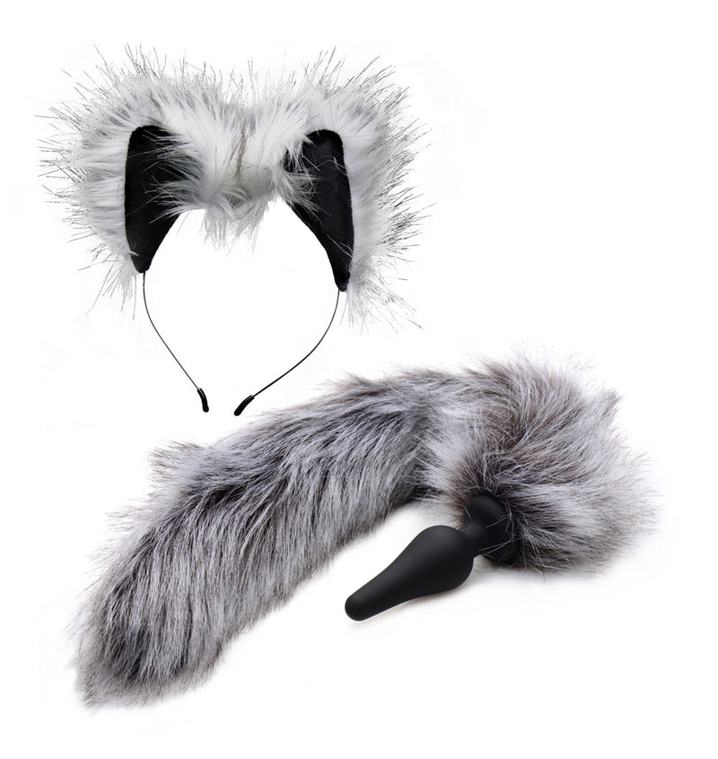 "Grey Wolf Tail Anal Plug and Ears Set TZ-AF602"