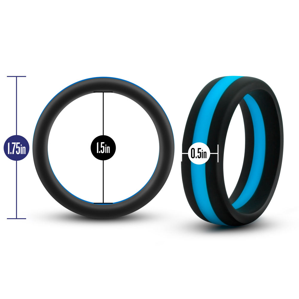 "Performance - Silicone Go Pro Cock Ring - Black/blue/black BL-91102"