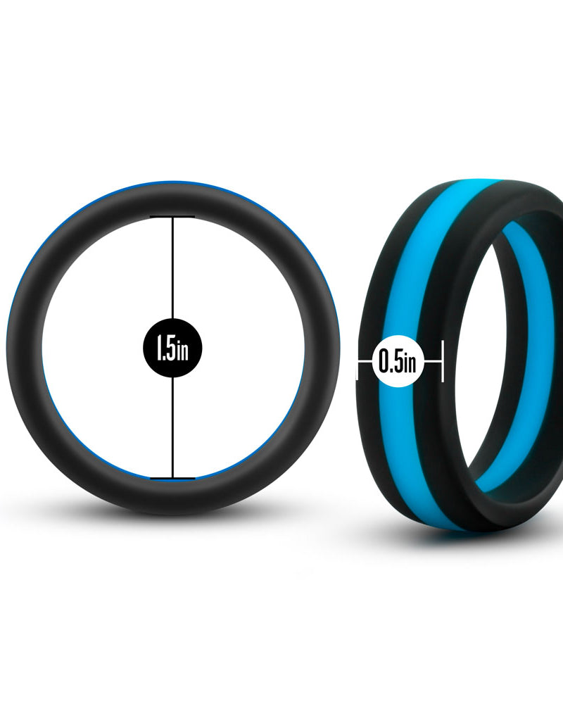 "Performance - Silicone Go Pro Cock Ring - Black/blue/black BL-91102"