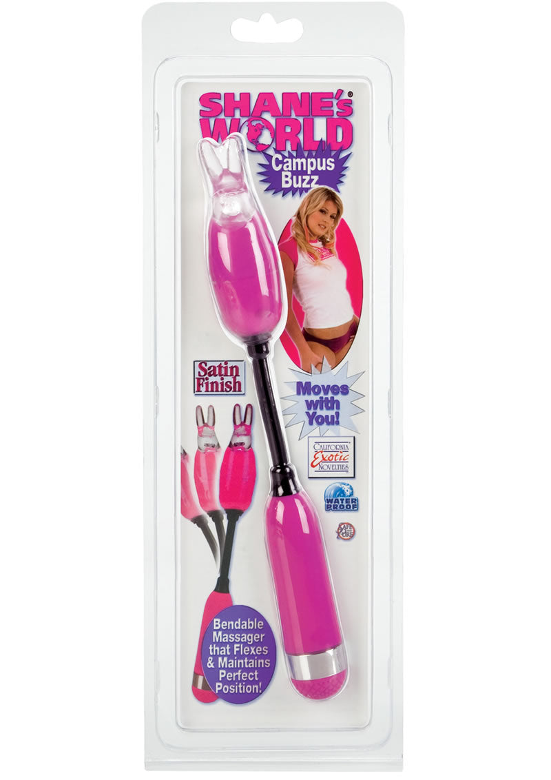 Masajeador Shanes World Campus Buzz de 4 pulgadas con funda extraíble de conejo, color rosa