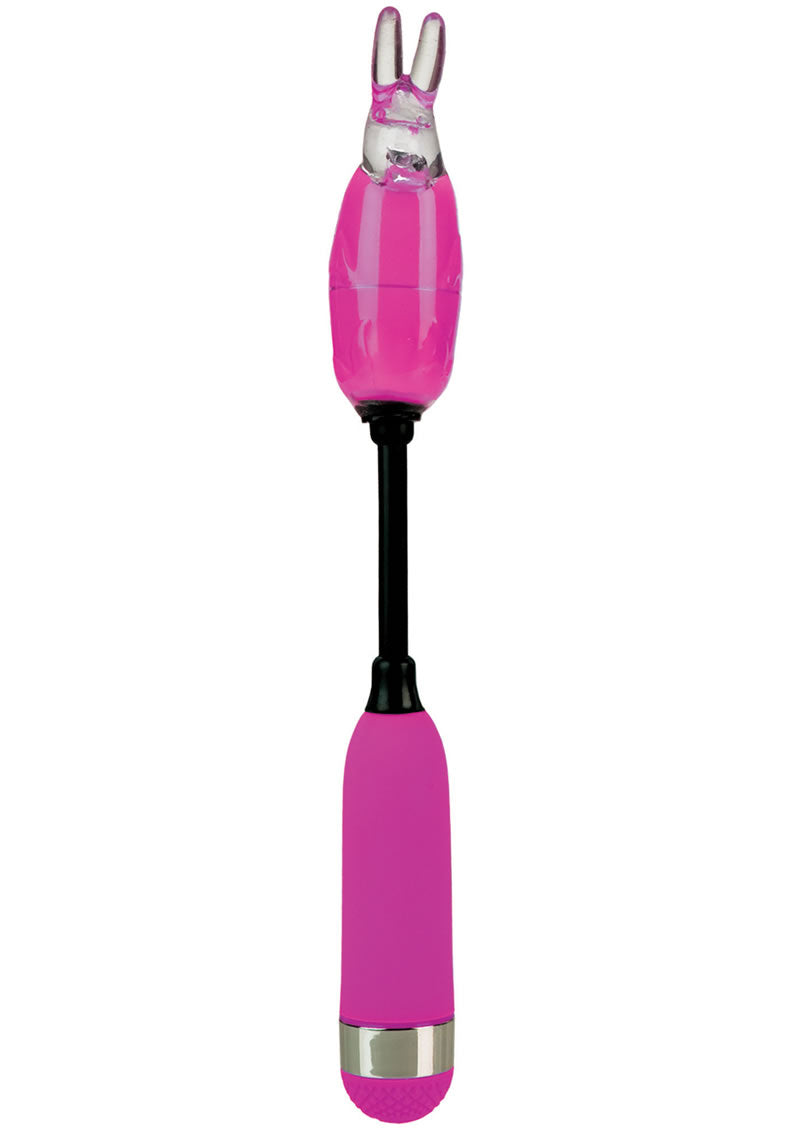 Masajeador Shanes World Campus Buzz de 4 pulgadas con funda extraíble de conejo, color rosa