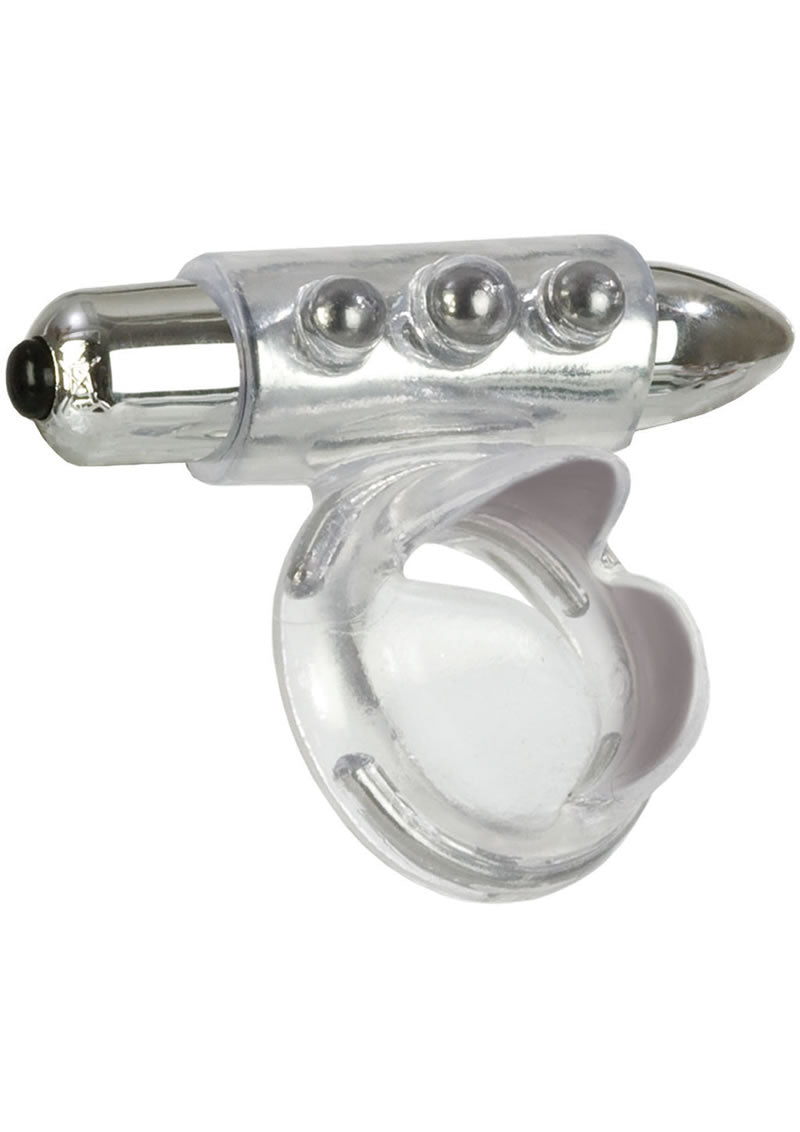 Anillo vibrador con cuentas Support Plus con bala extraíble de 3 velocidades transparente