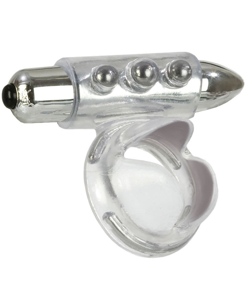 Support Plus Vibrating Beaded Ring Exciter With Removable 3 Speed Bullet Clear