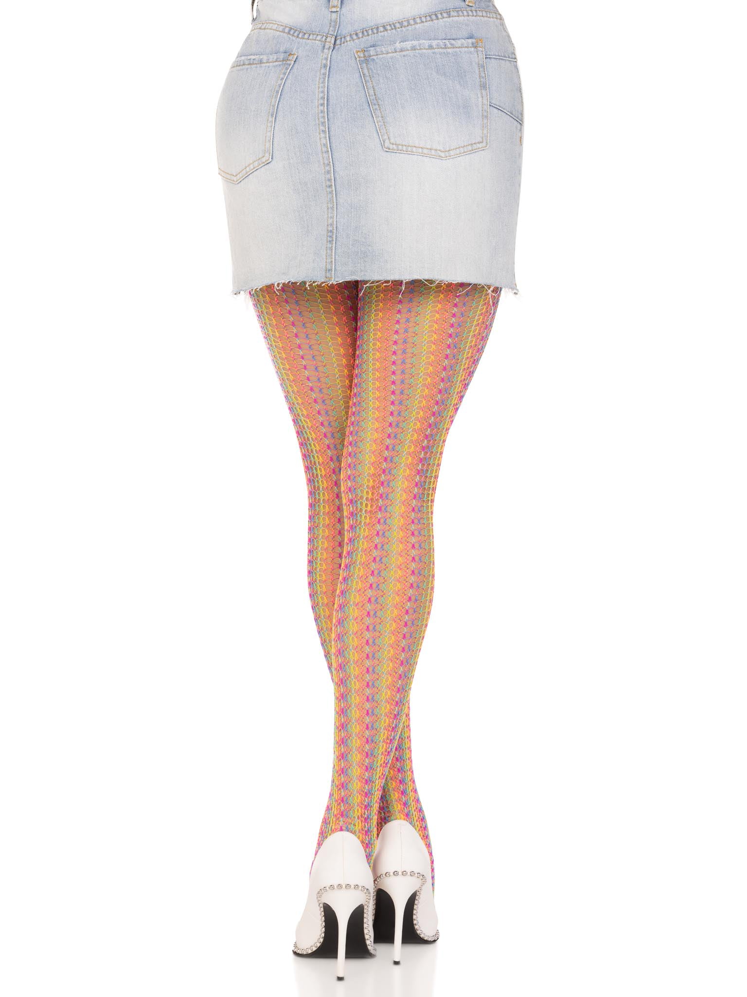 "Rainbow Crochet Net Tights - One Size - Multicolor LA-9732MULOS"