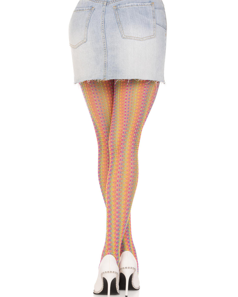 "Rainbow Crochet Net Tights - One Size - Multicolor LA-9732MULOS"