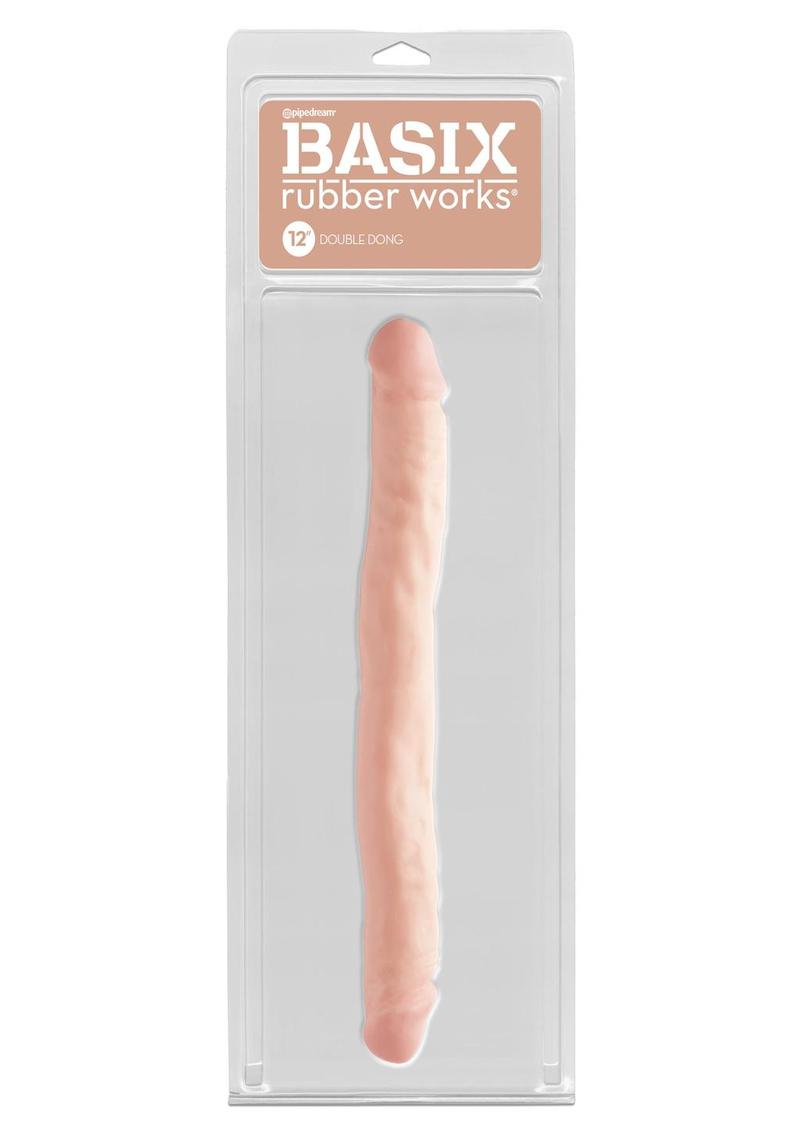 Basix Rubber Works - Pene doble de 12 pulgadas, resistente al agua, color carne