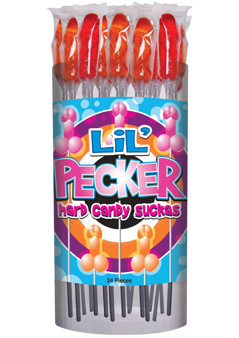 Tubo de 24 chupetes de caramelo duro Lil` Pecker