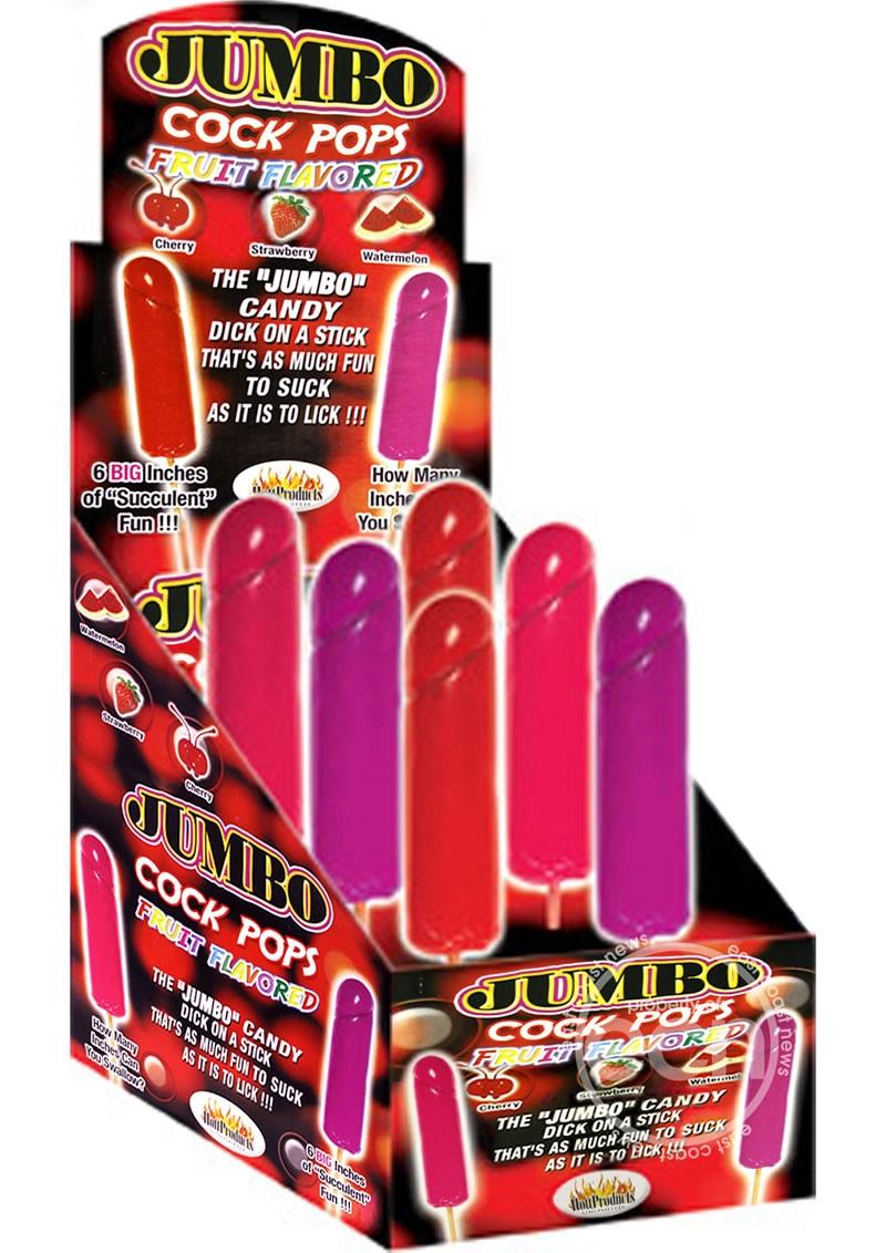 Jumbo Cock Pops sabor a frutas, 6 por expositor