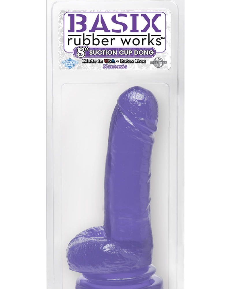 Dong con ventosa Basix de 8 pulgadas color morado