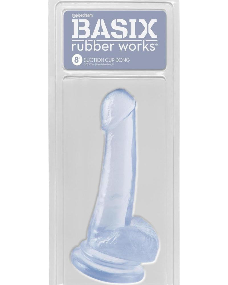 Pene Basix con ventosa de 8 pulgadas transparente