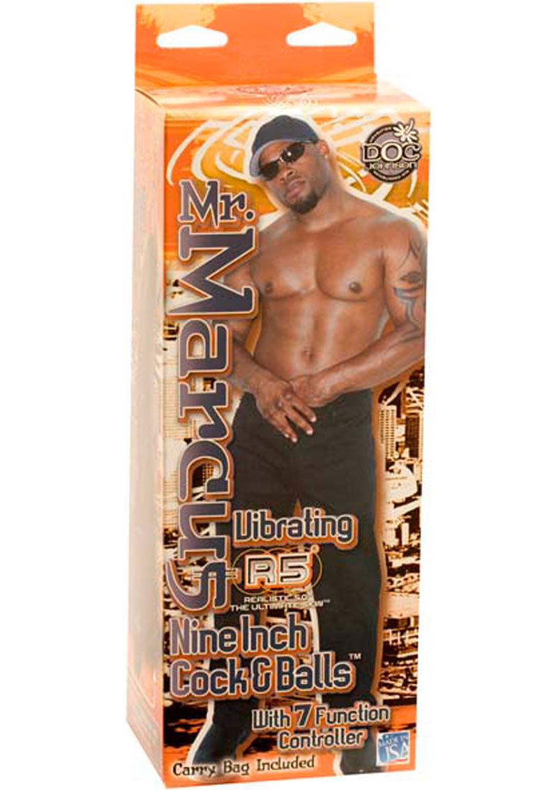 Mr Marcus R5 Vibrating Cock And Balls 9 Inch Brown