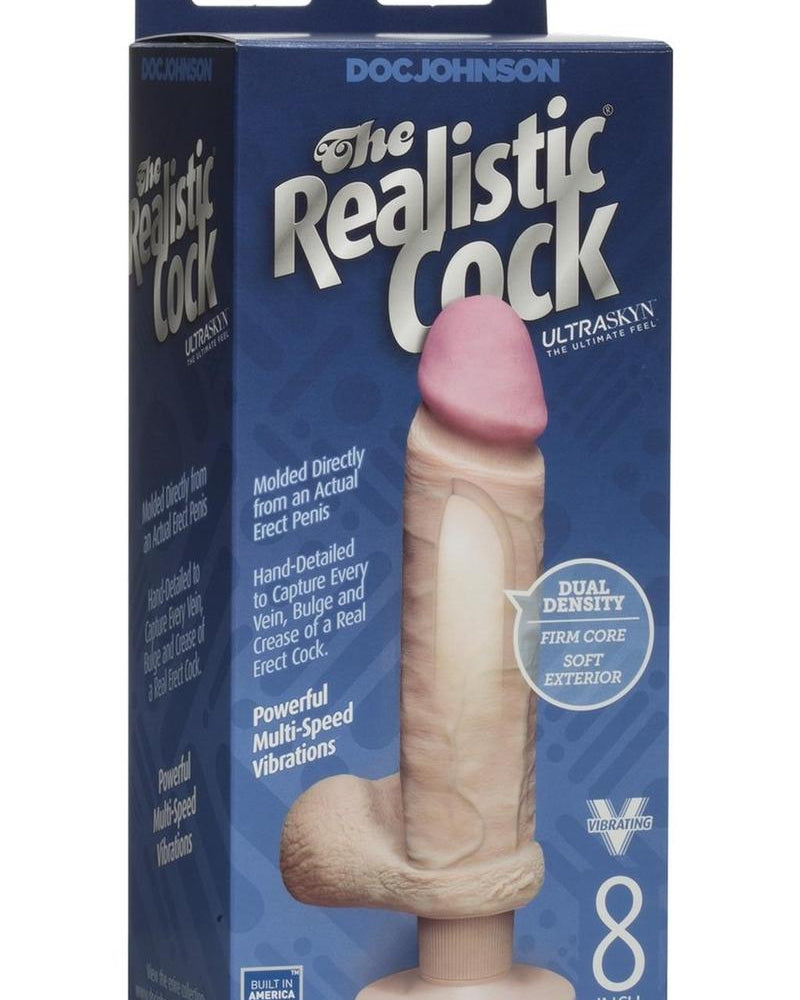 Pene vibrador realista Vibro UR3 de 8 pulgadas, color blanco