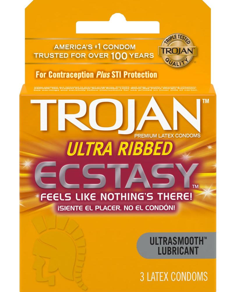 Condón Trojan Stimulations Ecstasy lubricado, paquete de 2