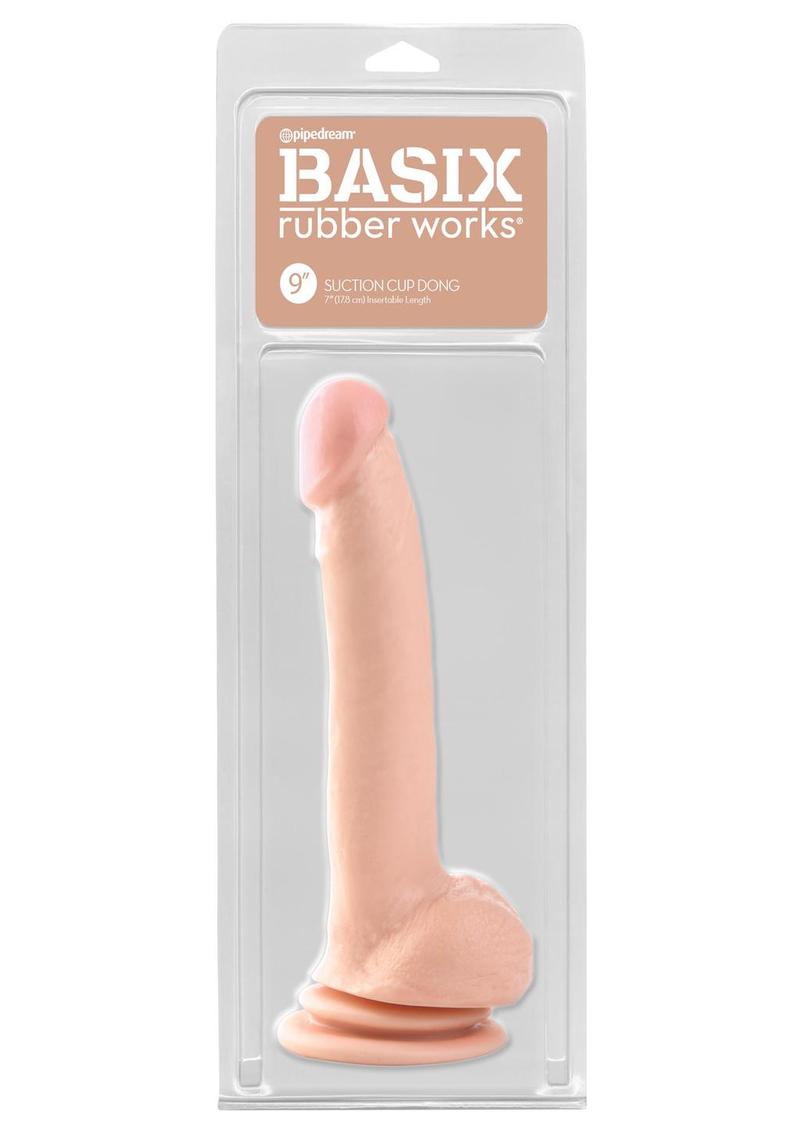 Basix Rubber Works - Pene con ventosa de 23 cm, color carne