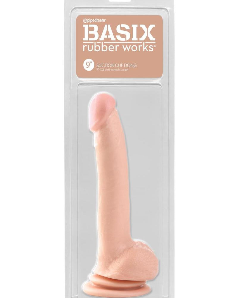 Basix Rubber Works - Pene con ventosa de 23 cm, color carne
