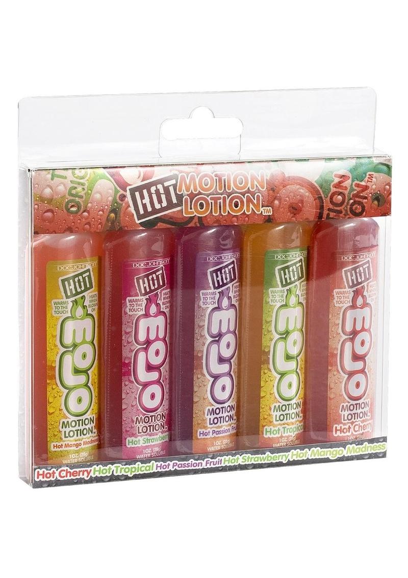 Loción Hot Motion con sabor a base de agua, 1 onza, surtido de 5 por paquete