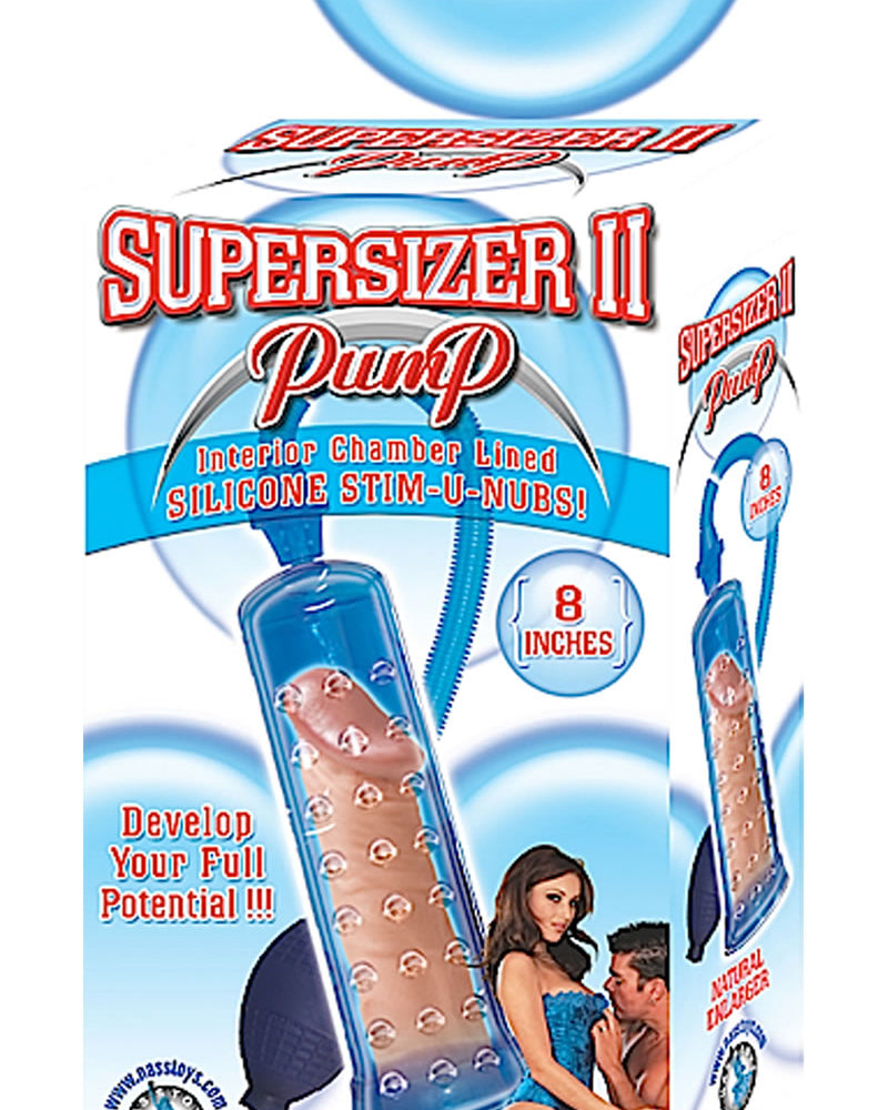 Supersizer II Penis Pump Chamber Lined With Silicone Nubs 8 Inch Blue