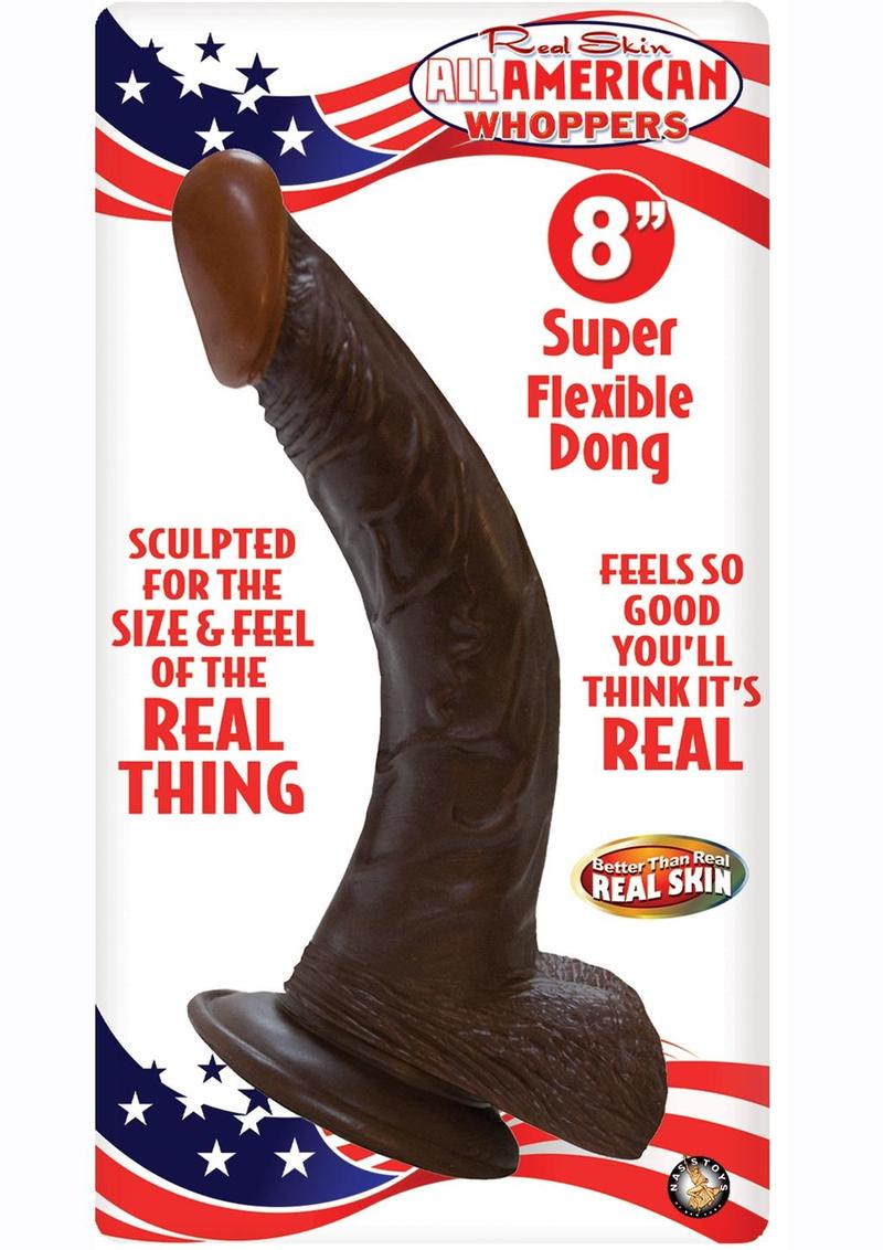 Real Skin Afro American Whoppers Dong With Balls 8 Inch Brown