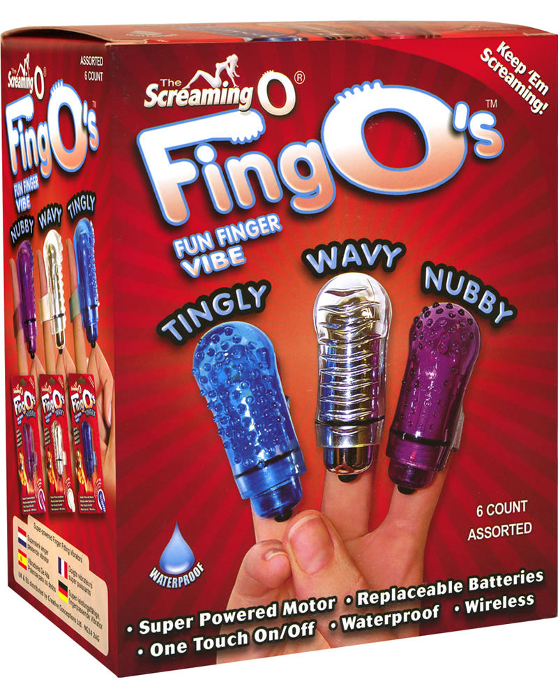The Fing Os Fun Finger Vibe Silicone Waterproof 6 Per Display Wavy Only Clear