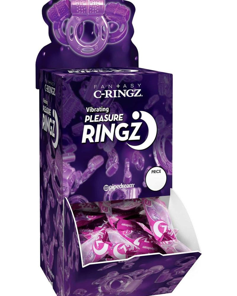 Anillos de pene desechables Vibrating Pleasure Ringz, 36 unidades por recipiente