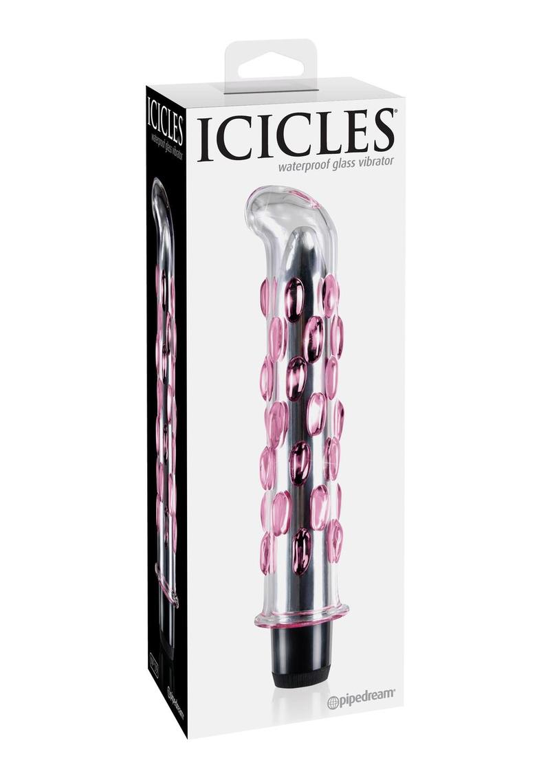 Vibrador de vidrio Icicles No 19 de 7,5 pulgadas, color rosa transparente