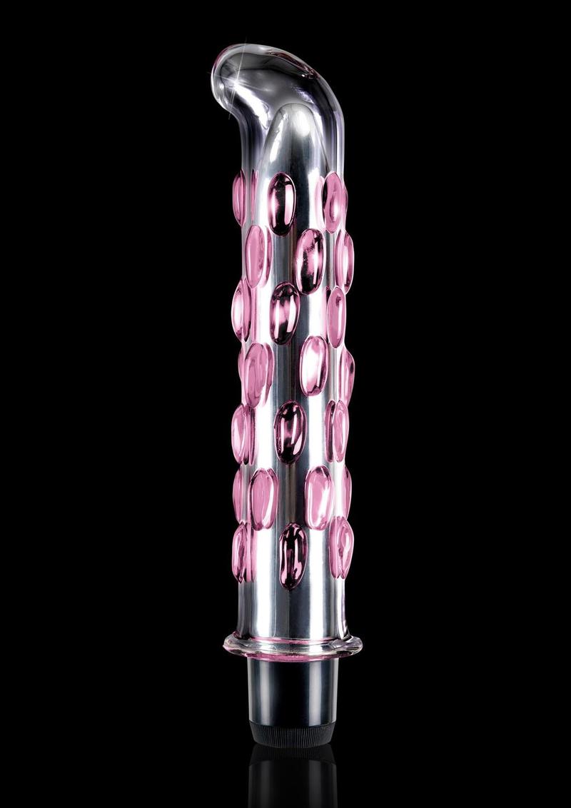 Vibrador de vidrio Icicles No 19 de 7,5 pulgadas, color rosa transparente