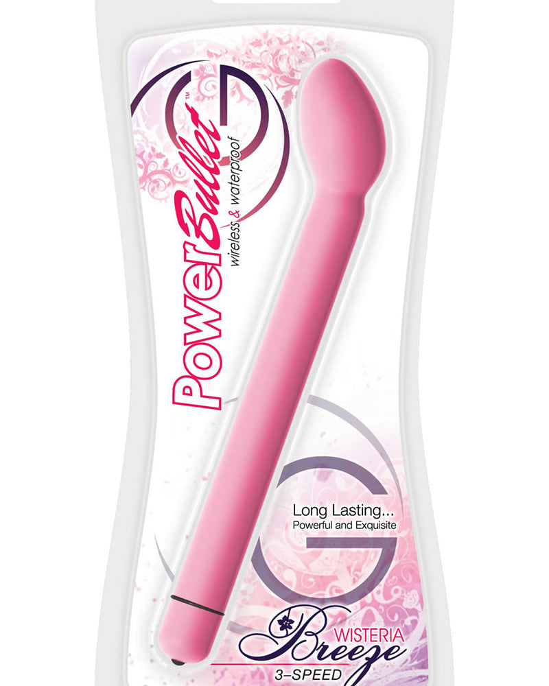 Vibrador Power Bullet G Wisteria Breeze resistente al agua, color rosa, 6,5 pulgadas