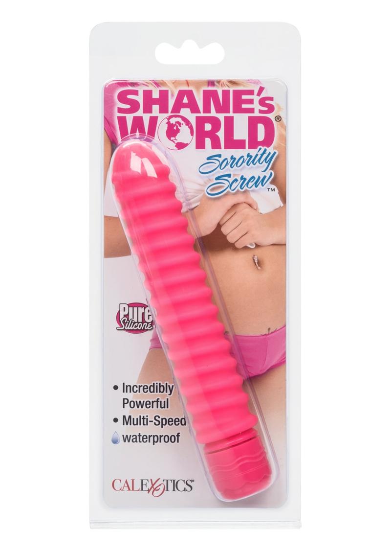 VIBRADOR DE TORNILLO DE SILICONA DE 5 PULGADAS ROSA DE SHANES WORLD SORORITY