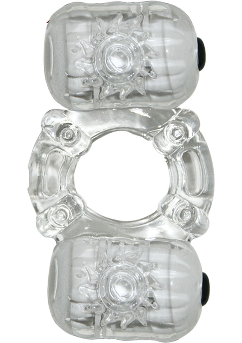 Anillo de placer transparente resistente al agua con 7 funciones de la colección Macho Crystal Partners