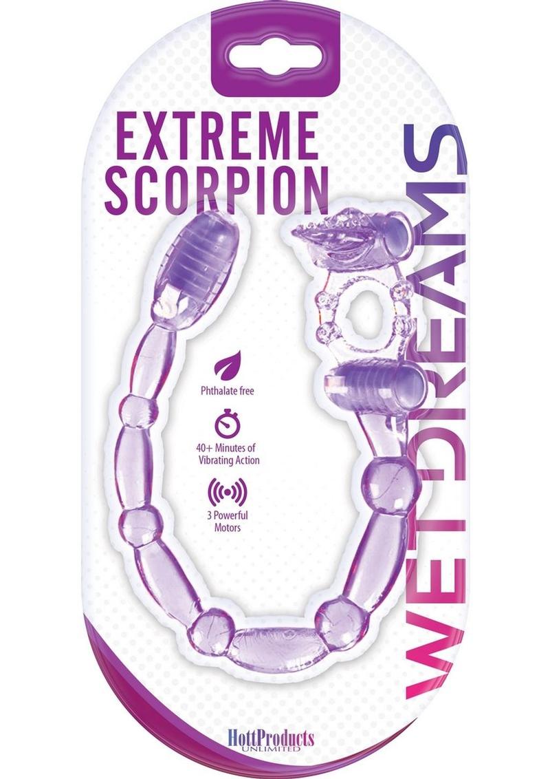 Anillo vibrador para el pene de silicona Super Xtreme Scorpion resistente al agua y morado